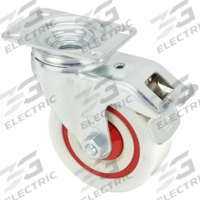 APPROVED VENDOR Plate Caster: Swivel, Total Lock, 4 in Wheel Dia, 1 3/8 in Wheel Wd, Slot - Medium-Duty Plate Casters