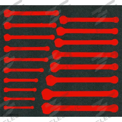 PROTO Foam Insert: Black/Red, 23 in Overall Wd, 16 in Overall Lg, 18 Compartments - Tool Storage Foam Inserts