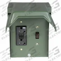 GE Unmetered Surface Power Outlet: 20 A, 120V AC, 5-20R, Includes GFCI (MPN U010S010GRP). Key specifications — attr952388: GE; attr981144: Yes; attr981149: Steel; attr981159: 3R.