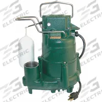 ZOELLER Submersible Sump Pump: 1/2 hp, 230V AC, 61 gpm Flow Rate @ 10' of Head, 1 1/2 in FNPT, 4.7 A (MPN 98-0003). Key specifications — Rated Voltage: 230V AC; Brand: ZOELLER; Switch: Integral Vertical Float.