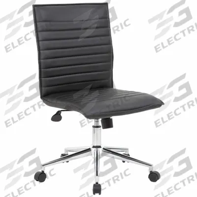 BOSS Office Chair: Black, Vinyl Material, 19 1/2 in Back Ht, 20 in Seat Wd - Armless Office Chairs