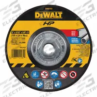 DEWALT Depressed Center Cut-Off Wheel: Type 27, 5" x 3/32" x 5/8"-11, Aluminum Oxide, 24 Grit, A24R (MPN DW8753). Key specifications — Series: A24R; Brand: DEWALT.