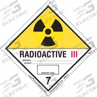 LABELMASTER Radioactive Placard: Radioactive III, 3 15/16 in x 4 in, 3 15/16 in Label Ht, 500 PK (MPN HMSL16). Key specifications — Material: PVC; Brand: LABELMASTER; Message: Radioactive III.