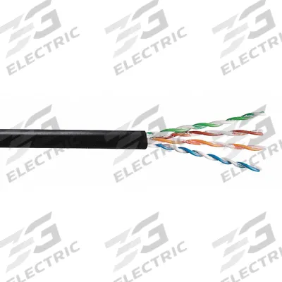 GENSPEED Outside Plant Category Cable: 1,000 ft Cable Lg, 23 AWG, Riser, Black, PE - Category 6 Cable