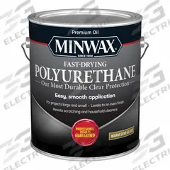 MINWAX Finish: Varnish, Interior, Oil, 1 gal Container Size, Wood, Semi-Gloss, Clear, Clear, Minwax (MPN 71029000). Key specifications — Brand: MINWAX; Transparency: Clear; Use Location: Interior; Sheen: Semi-Gloss; Sub-Brand: Minwax; Color: Clear; Resin Type: Polyurethane.