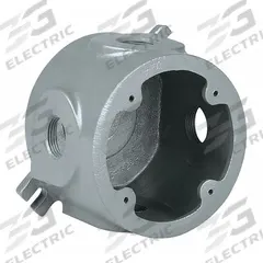 HUBBELL KILLARK Electrical Box: Aluminum, Round, 1 Gangs, 1 in Hub Size, 45 cu in Capacity, Gray (MPN VLJDX-3). Key specifications — Color: Gray; Brand: HUBBELL KILLARK.