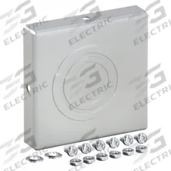 HOFFMAN Wireway Closure Plate: 4 in Wd, 4 in Ht, 16 ga Gauge, 1, With Knockouts, Steel, Painted (MPN F44GCP). Key specifications — Brand: HOFFMAN; Finish: Painted; With/Without Knockouts - Broad: Yes.
