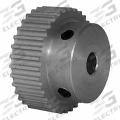DAYTON Timing Pulley: Modified Curvilinear, Fixed, For GT Timing Belt Section, For 6 mm Belt Wd (MPN 34-3P06-6A3). Key specifications — Brand: DAYTON; Finish: Clear Anodized; For Belt Series: Powerhouse®.
