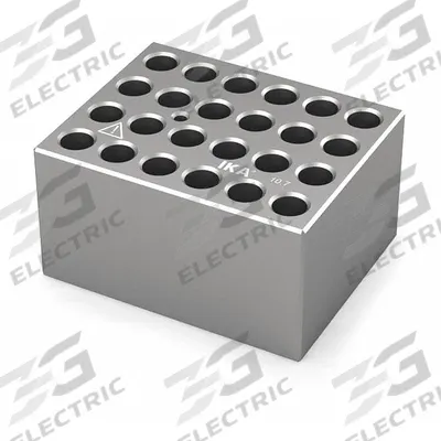IKA Dry Block: Anodized Aluminum, 3 3/4 in Overall Wd, 3 in Overall Lg, 24 Wells - Dry Bath Blocks