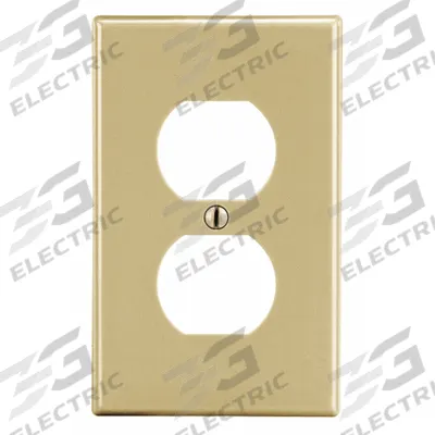 HUBBELL Wall Plate: Duplex Outlet, 1 Gang, Ivory - General Purpose Wall Plates