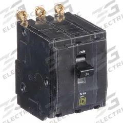 SQUARE D Miniature Circuit Breaker: 20 A, 120/240V AC, Three Phase, 22kA at 120/240V AC, 3 Poles (MPN QOB320VH). Key specifications — Phase: Three; Amps: 20 A; AC Voltage Rating: 120/240V AC; Max. AIR Rating: 22kA at 120/240V AC; For Use With: Square D NQOD Panelboards; Brand: SQUARE D.