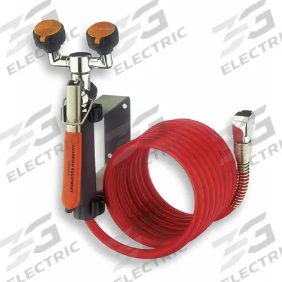 GUARDIAN EQUIPMENT Dual Head Drench Hose: Std, Eyes Coverage, Nylon Hose, 12 ft Hose Lg, NPT - Wall-Mount Drench Hose Eyewash Stations