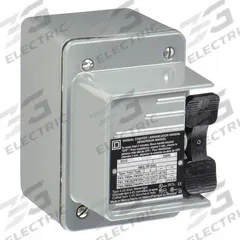 SQUARE D Manual Motor Starter: Non-Reversing, 2 Poles, 16 A, Thermal Protection, Toggle Switch (MPN 2510FW2). Key specifications — Brand: SQUARE D; Thermal Units Required: 1 (Not Included).