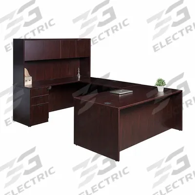BOSS OFFICE PRODUCTS Office Furniture Kit with Fixed-Height Desk: Mahogany - Holland Series