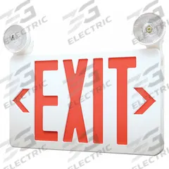 Exit Sign with Emergency Lights: White, 1 or 2 Faces, Red, LED, Ceiling/Wall, Nickel Cadmium (MPN 40CP86). Key specifications — Voltage: 120/277V AC; Self Diagnostics: No; Housing Color: White; Brand: APPROVED VENDOR; Directional Indicators: Universal Field Selectable Chevrons; Lighting Technology: LED; Remote Capable: No; Text Color: Red.