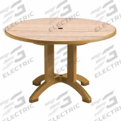 GROSFILLEX Folding Patio Table: Sawcut, Resin, 28 3/8 in Overall Ht, 48 in Overall Dia, Teakwood (MPN US481008). Key specifications — Frame Color: Teakwood; Frame Material: Polypropylene; Tabletop Color: Sawcut; Tabletop Material: Resin.