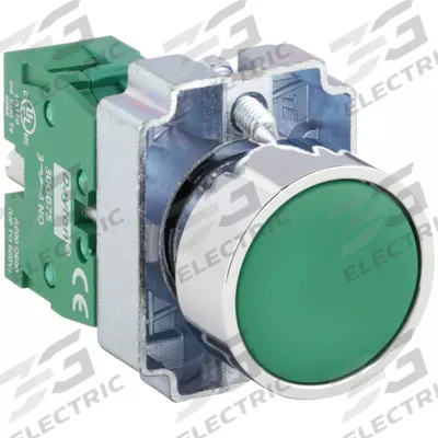 Dayton Flush Push Button Operator: Non-Illuminated, Flush Profile, Metallic, 22 mm - Flush-Mount Push Buttons