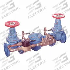 WATTS Double Check Detector Assembly: For Water Media, Low Health Hazard, 33°F 110°F, Cast Iron, CFM (MPN 007DCDAOSY-CFM). Key specifications — Body Material: Cast Iron; Flowmeter UOM: CFM; Connection Type: Flange.