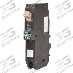 EATON Circuit Breaker: 15 A, 120/240V AC, Single Phase, 10kA at 120/240V AC, Type CH Loadcenters (MPN CHFP115AF). Key specifications — attr195951: 15 A; attr195952: 120/240V AC; attr195953: Single; attr195954: 10kA at 120/240V AC; attr195958: Arc Fault Circuit Interrupter with Plug-On Neutral; attr195955: Type CH Loadcenters; attr211136: EATON.