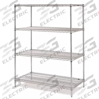 INSTOCK Metal Shelving: Starter, 72 in x 18 in, 74 in Overall Ht, 4 Shelves, Split Sleeve - Corrosion-Resistant Stationary Wire Shelving for Harsh Environments