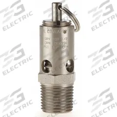 CONRADER Safety Valve: Soft Seat, 1/2 in (M)NPT Inlet (In.), 250 psi Preset Setting (PSI), Viton (MPN SRV390-1/2-V-SS-250). Key specifications — attr291993: Soft Seat; attr291998: Stainless Steel; attr292007: Viton; attr292009: Stainless Steel; attr294753: CONRADER.