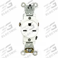 LEVITON Plugs and Receptacles: Single, 6-15, White, 250V AC, 15 A, 2 Pole / 3 Wire (MPN 5651-W)