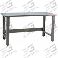 BENCHPRO Workbench: Adj Ht, Stainless Steel, 60 in x 24 in, 1,600 lb Overall Load Capacity, Gray (MPN RN2460). Key specifications — Brand: BENCHPRO.