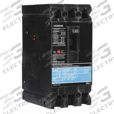 Siemens Molded Case Circuit Breaker: 40 A Amps, 10kA at 240V AC, Fixed, Load Side Lug - ED-Frame Siemens Molded Case Circuit Breakers