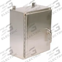 WIEGMANN Enclosure: 304 Stainless Steel, 24 in x 24 in x 12 in, NEMA 12/3R/4/4X, Solid Cover, Hinged (MPN SSN42424123PT). Key specifications — Brand: WIEGMANN; Closure Method: Padlock Hasp; Enclosure Material: 304 Stainless Steel; Knockouts: Not Included.
