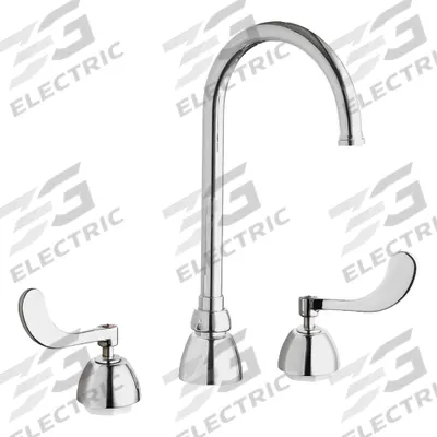 CHICAGO FAUCETS Gooseneck Kitchen/Bathroom Faucet: 786, Cast Brass, Widespread, Deck - Widespread Kitchen Faucets