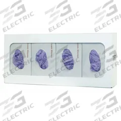 BOWMAN DISPENSERS Glove Dispenser: Steel, 22 3/8 in Overall Wd, 10 in Overall Ht, Wall, (4) Boxes (MPN GB-059). Key specifications — Dispenser Layout: (4) Boxes; Fill Direction: Right Load; Material: Steel; Brand: BOWMAN DISPENSERS; Color: White.