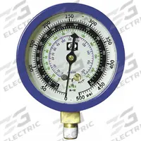 JB INDUSTRIES Low Side Gauge: Low Side Gauge, -14.7 psi to 350 psi, Liquid Filled, 3 1/8 in Dia (MPN M2-870). Key specifications — Brand: JB INDUSTRIES; Accuracy: ± 1%; Color: Blue; Calibration Certificate Type: Not Certified; For Refrigerant Type: R-12.
