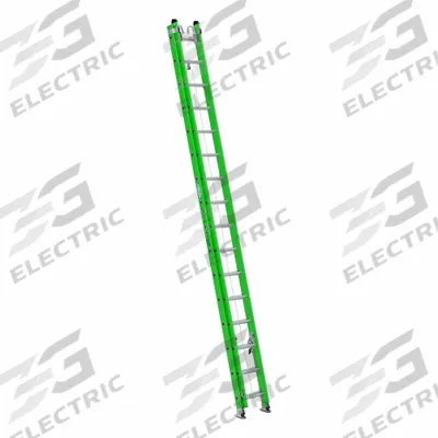 WERNER Extension Ladder: 32 ft Ladder Size, Fiberglass, 375 lb Load Capacity, 64 lb Wt - Non-Conductive Fiberglass Extension Ladders
