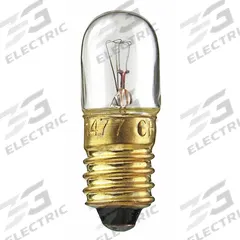 APPROVED VENDOR Incandescent Bulb: Incandescent, Miniature Screw (E10), (T) Tubular, T3, 1477, White (MPN 1477-10PK). Key specifications — Light Color: White; Bulb Shape: T3; Trade Number: 1477; Brand: APPROVED VENDOR; Voltage: 24V AC.