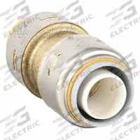 SHARKBITE MAX Push-Fit Adapter Fitting: Straight, 3/4 in OD x 7/8 in OD Size, Brass, Coupling (MPN UR4016). Key specifications — Brand: SHARKBITE MAX.