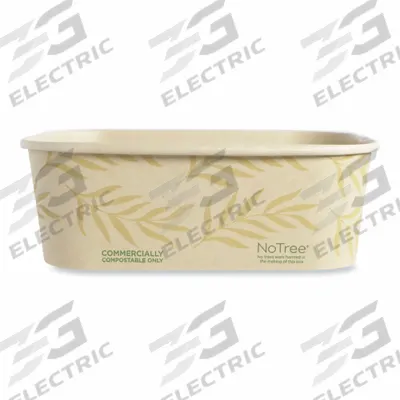 WORLD CENTRIC Carry-Out Food Container: Tan, Base Container, 1 Compartments, Rectangular - Rounded-Edge Molded Fiber Containers