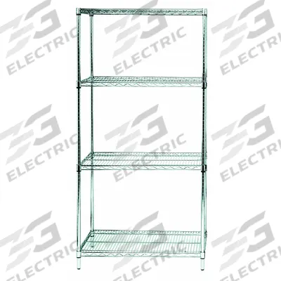 APPROVED VENDOR Wire Shelving Unit: Starter, 36 in x 18 in, 74 in Overall Ht, 4 Shelves - Corrosion-Resistant Stationary Wire Shelving for Harsh Environments