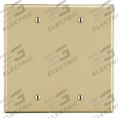 HUBBELL Wall Plate: Blank, 2 Gang, Ivory - General Purpose Wall Plates