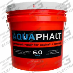 AQUAPHALT Asphalt and Concrete Patch: 6.0, Plant-Based Asphalt Mix, 50 lb Container Size, Pail (MPN Aquaphalt 6.0). Key specifications — Series: 6.0; Brand: AQUAPHALT.