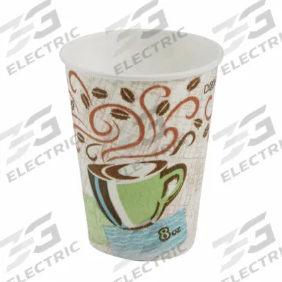 DIXIE Disposable Hot Cup: 8 oz Capacity, White, Paper, Unwrapped, Coffee Haze - Bio-Based Hot Cups