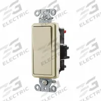 HUBBELL Wall Switch: Rocker Switch, 3-Way, Maintained, Ivory, 120/277V AC, 20 A (MPN DS320STI). Key specifications — Illuminated: No; Voltage Rating: 120/277V AC.