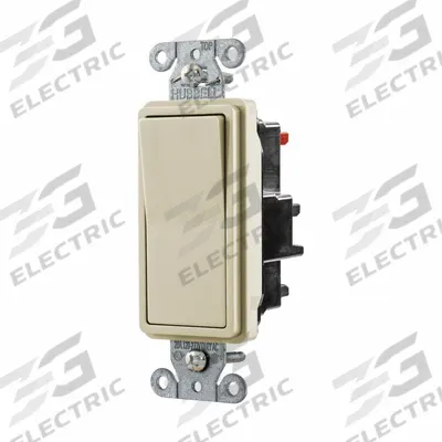 HUBBELL Wall Switch: Rocker Switch, 3-Way, Maintained, Ivory, 120/277V AC - Rocker Wall Switches