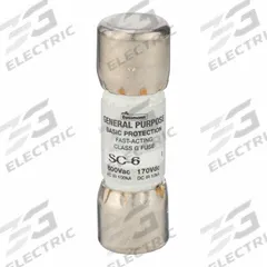 BUSSMANN Fuse: Class G, SC Series, Fast-Acting, 6 A, 600 V AC, Non-Indicating (MPN SC-6). Key specifications — Series: SC; Manufacturer Part Number: SC-6; Brand: BUSSMANN.
