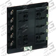BUSSMANN Fuse Block: Open, 10 Pole, Bolt-Down Mounting, Quick Connect Termination, Automotive Blade (MPN 15600-10-20). Key specifications — Brand: BUSSMANN.