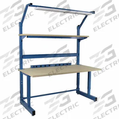 BENCHPRO Workbenches: Adj Ht, Particleboard, 72 in x 30 in, 1,000 lb Overall Load Capacity - Workstations with Power, Storage & Overhead Lighting