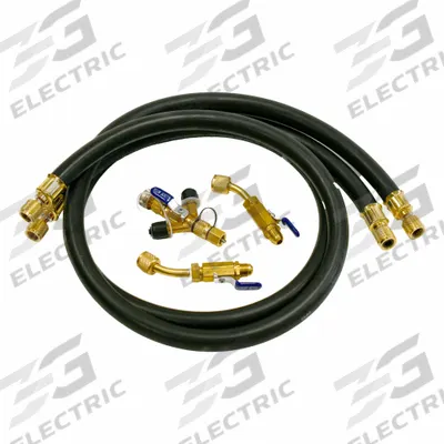 YELLOW JACKET Hose Set: 60 in Lg, 45° Angle, Black, Rubber, 2 Hoses - Charging Hose Sets