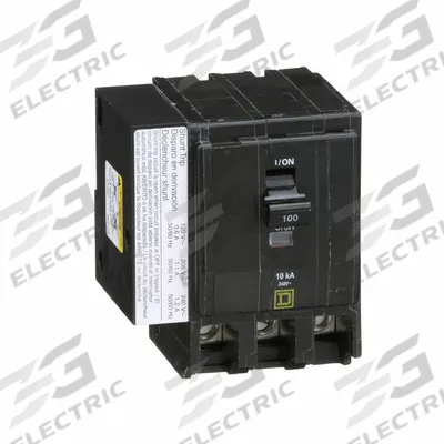 SQUARE D Miniature Circuit Breaker: 100 A, 120/240V AC, Three Phase, 10kA at 120/240V AC - QO Series, Plug-In Square D Miniature Circuit Breakers