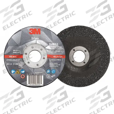 3M Depressed Center Grinding Wheel: Type 27, 4 1/2" x 1/4" x 7/8", Ceramic - Cool-Cutting Grinding Wheels for Carbon & Stainless Steel