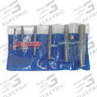 WESTWARD Screw Extractor Set: 6 Pc, Spiral Flute, Size #1/#2/#3/#4/#5/#6, #8 to 1 in Capacity (MPN 2RUP9). Key specifications — attr1030267: WESTWARD; attr1030276: #8 to 1 in; attr1030283: 2RUP9; attr1030273: #5; attr1075325: #8 to 1 in.