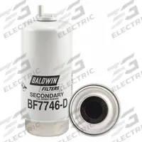 BALDWIN FILTERS Fuel Filter: Cartridge, 7 5/8 in Overall Lg, 3 5/16 in Outside Dia, Cellulose (MPN BF7746-D). Key specifications — attr1137520: BF7746-D; attr434022: BALDWIN FILTERS; attr427730: Cellulose; attr427731: Attached Grommet; attr1017112: Buses; attr1017113: Case IH.